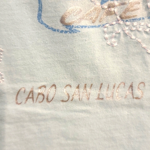 HARD ROCK Adult t-shirt Cabo San Lucas NWT, light blue white Embroidered - Picture 5 of 8